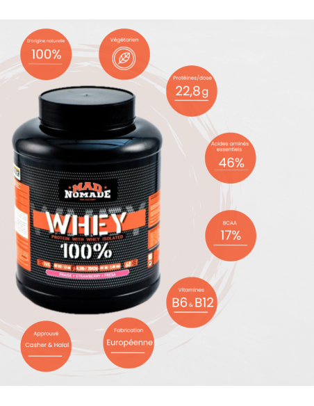 Whey isolate de lactosérum 100 % saveur fraise - 2KG